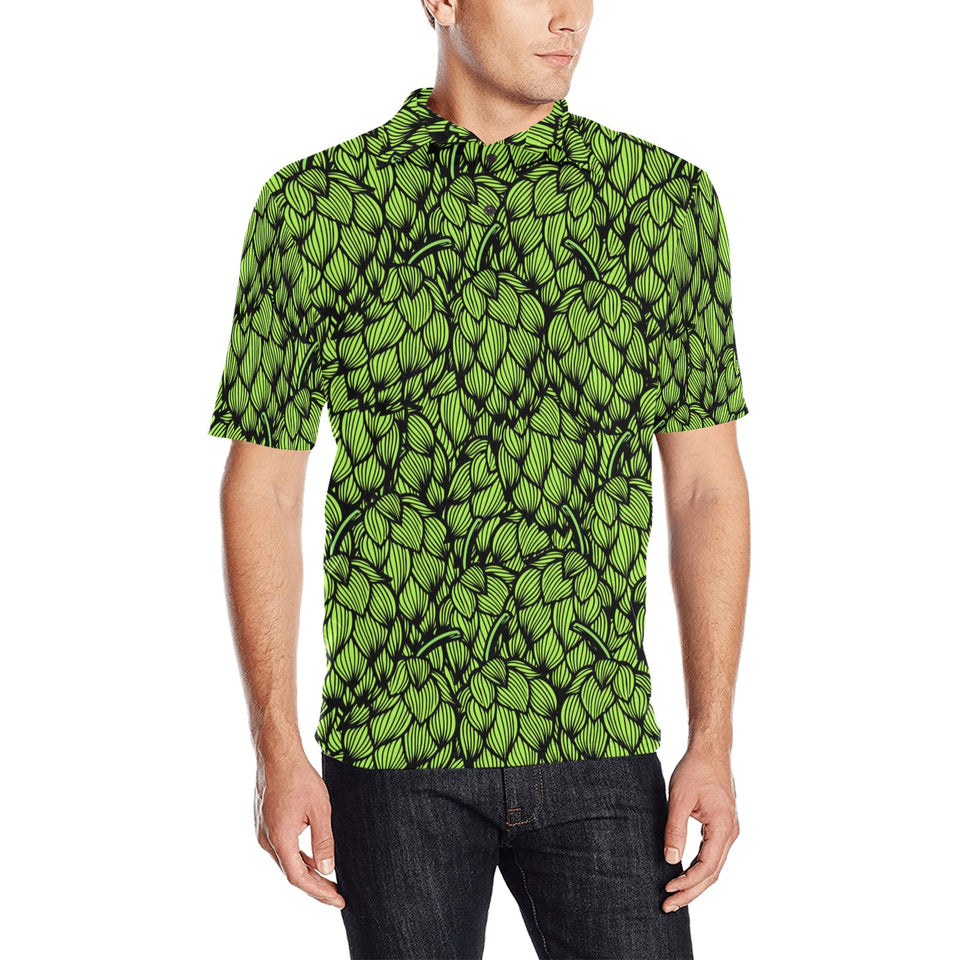Green hop pattern Men's All Over Print Polo Shirt