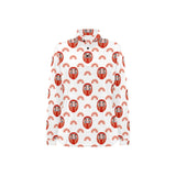 Daruma japanese wooden doll design pattern Women's Long Sleeve Polo Shirt