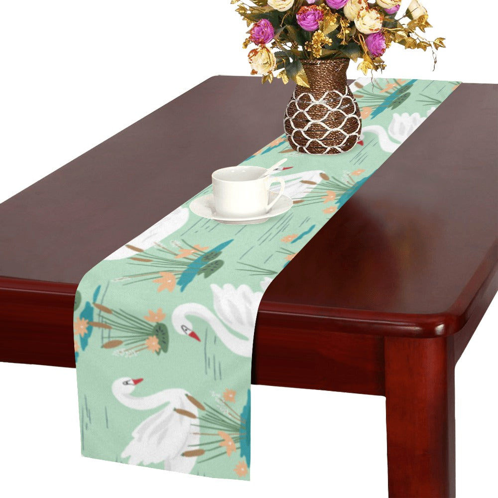 White swan lake pattern Table Runner