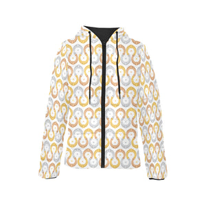 Horseshoes Pattern Print Design 03 Women's Padded Hooded Jacket