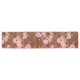 Pink sakura cherry blossom drak brown background Table Runner