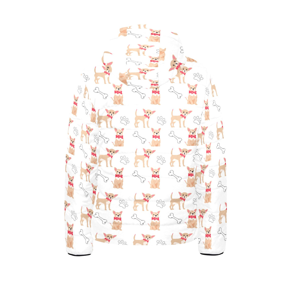 Chihuahua bone paw pattern Kids' Boys' Girls' Padded Hooded Jacket