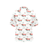 Cute dachshund bone pattern Women's All Over Print Hawaiian Shirt