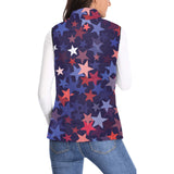 Red blue star pattern Women's Padded Vest