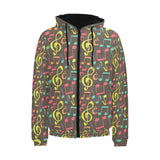 Music Notes Pattern Print Design 05 Men's Padded Hooded Jacket