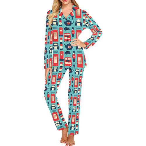 British Pattern Print Design 04 Women's Long Pajama Set