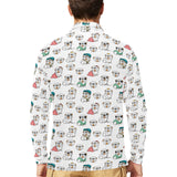 English Bulldog Pattern Print Design 03 Men's Long Sleeve Polo Shirt
