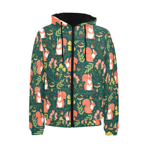 Squirrel Pattern Print Design 03 Men's Padded Hooded Jacket