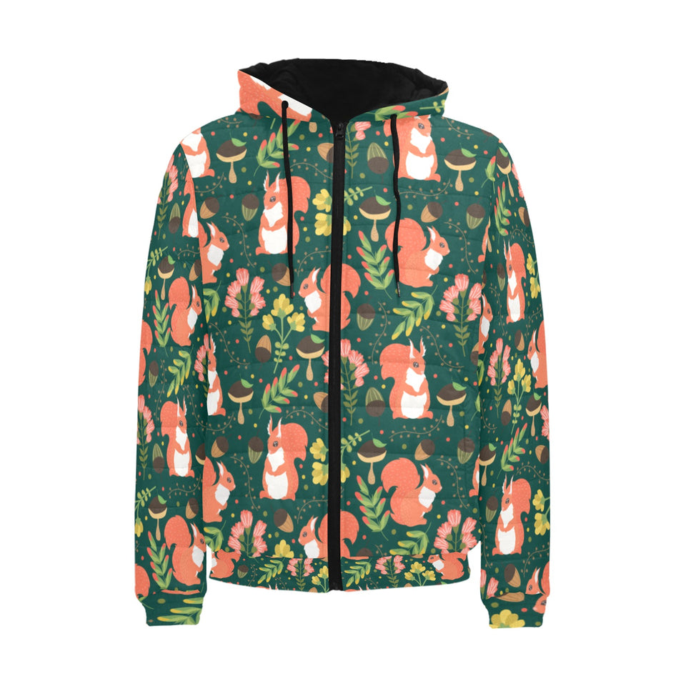 Squirrel Pattern Print Design 03 Men's Padded Hooded Jacket