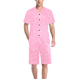 Sweet candy pink background Men's V-Neck Short Pajama Set