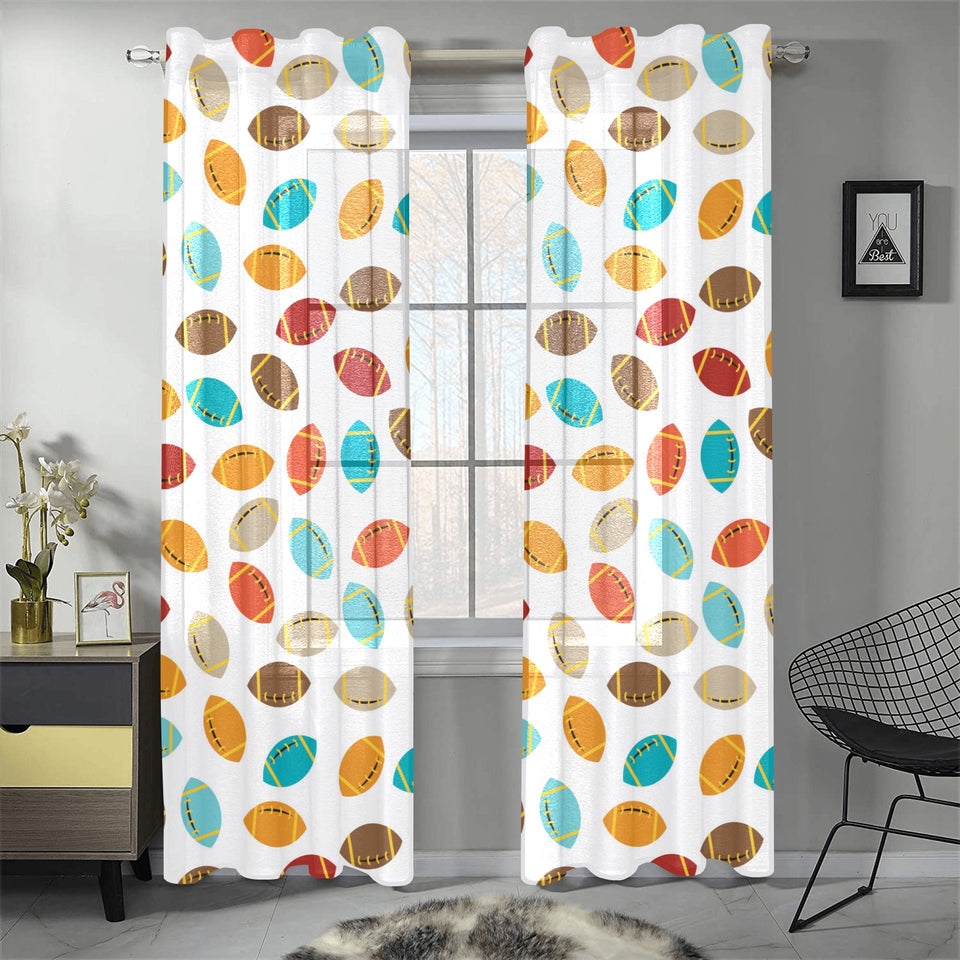 Colorful american football ball pattern Gauze Curtain