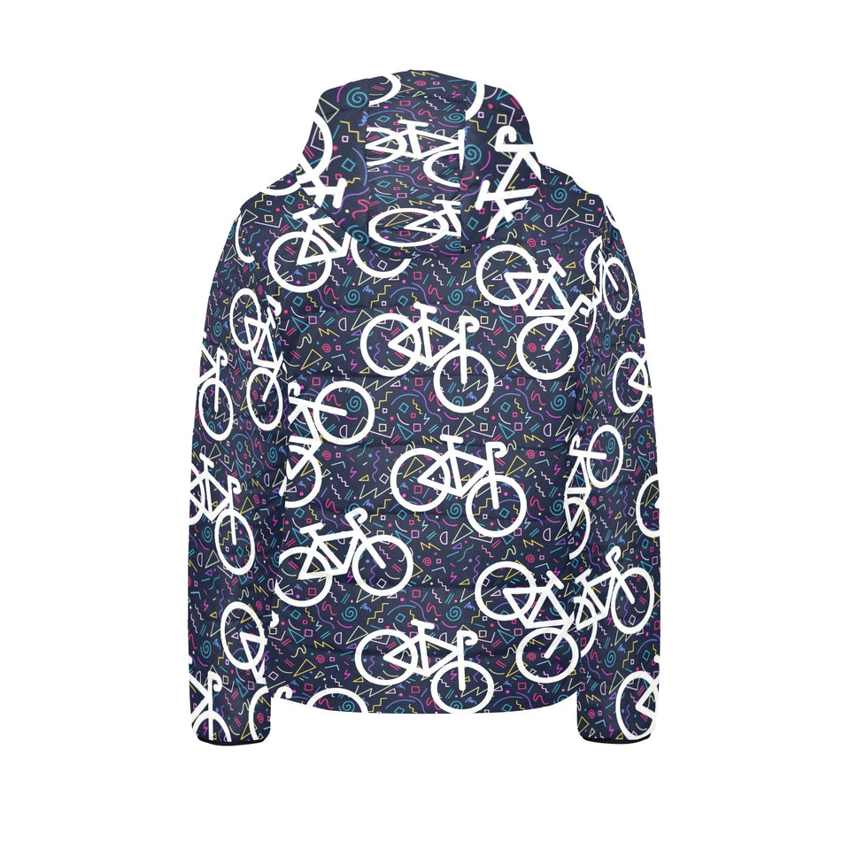 Bicycle Pattern Print Design 03 Kids' Boys' Girls' Padded Hooded Jacket