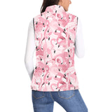 Pink flamingos pattern background Women's Padded Vest