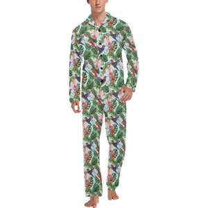 Hummingbird Pattern Print Design 05 Men's Long Pajama Set