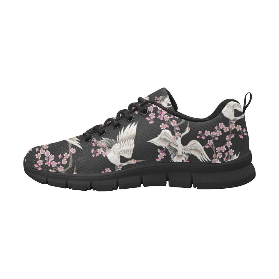 Japanese crane pink sakura pattern Men's Sneaker Shoes