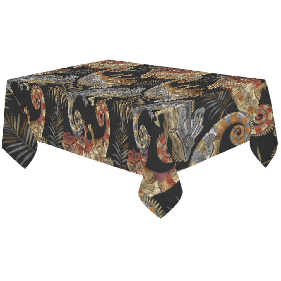 Chameleon lizard tropical leaves palm tree Tablecloth