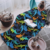 Colorful shark Blanket Robe with Sleeves