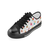 Cake cupcake design pattern Kids' Boys' Girls' Low Top Canvas Shoes Black