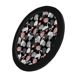 white swan blooming flower pattern Elegant Black Wall Clock