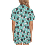Hedgehog Pattern Print Design 03 Women's V-Neck Short Pajama Set