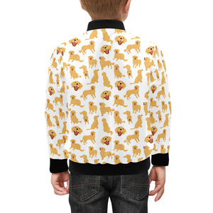 Golden Retriever Pattern Print Design 05 Kids' Boys' Girls' Bomber Jacket