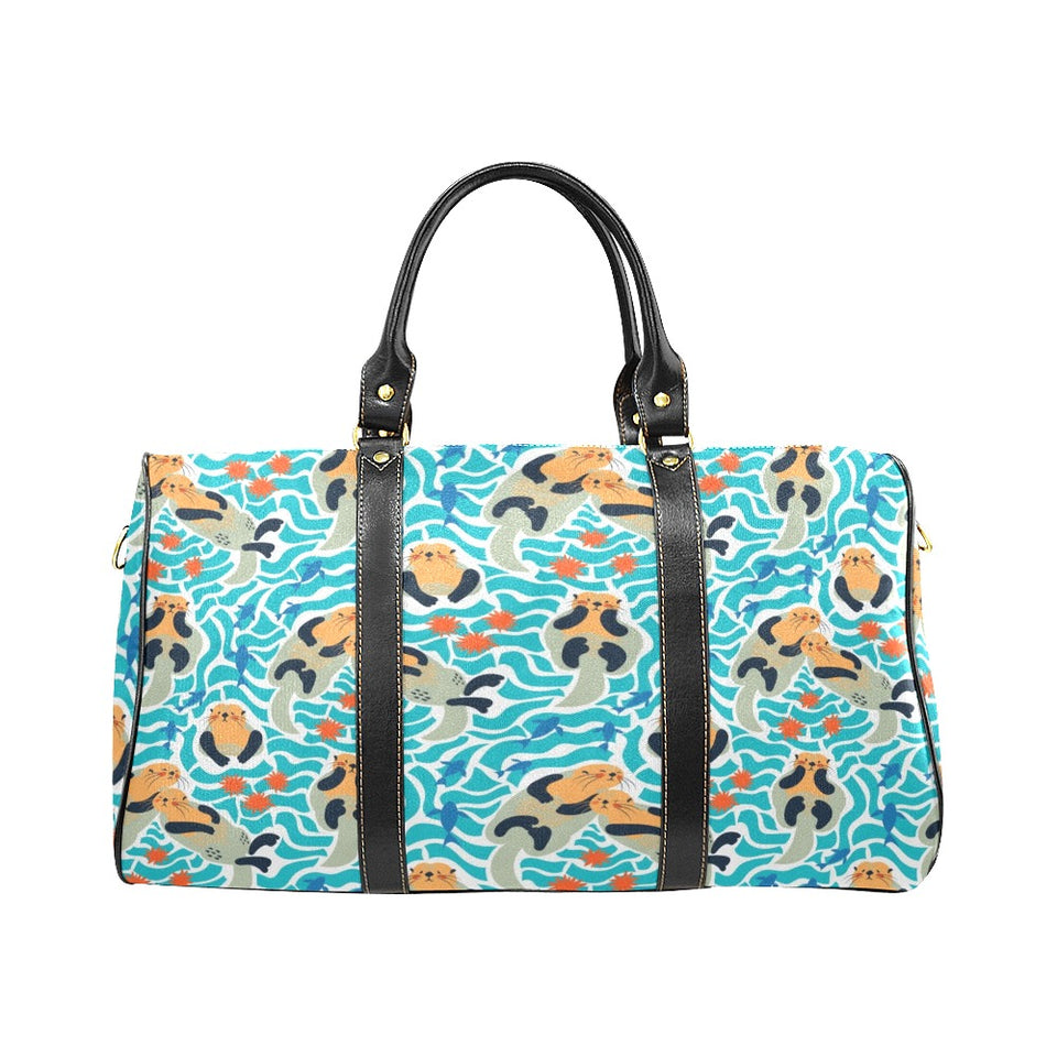 Cute sea otters fishe sea urchin pattern Travel Bag