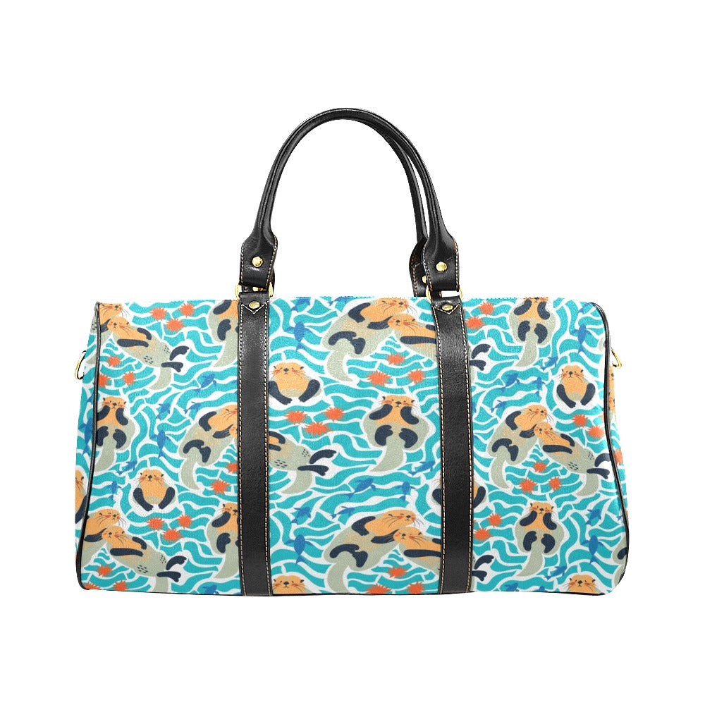 Cute sea otters fishe sea urchin pattern Travel Bag