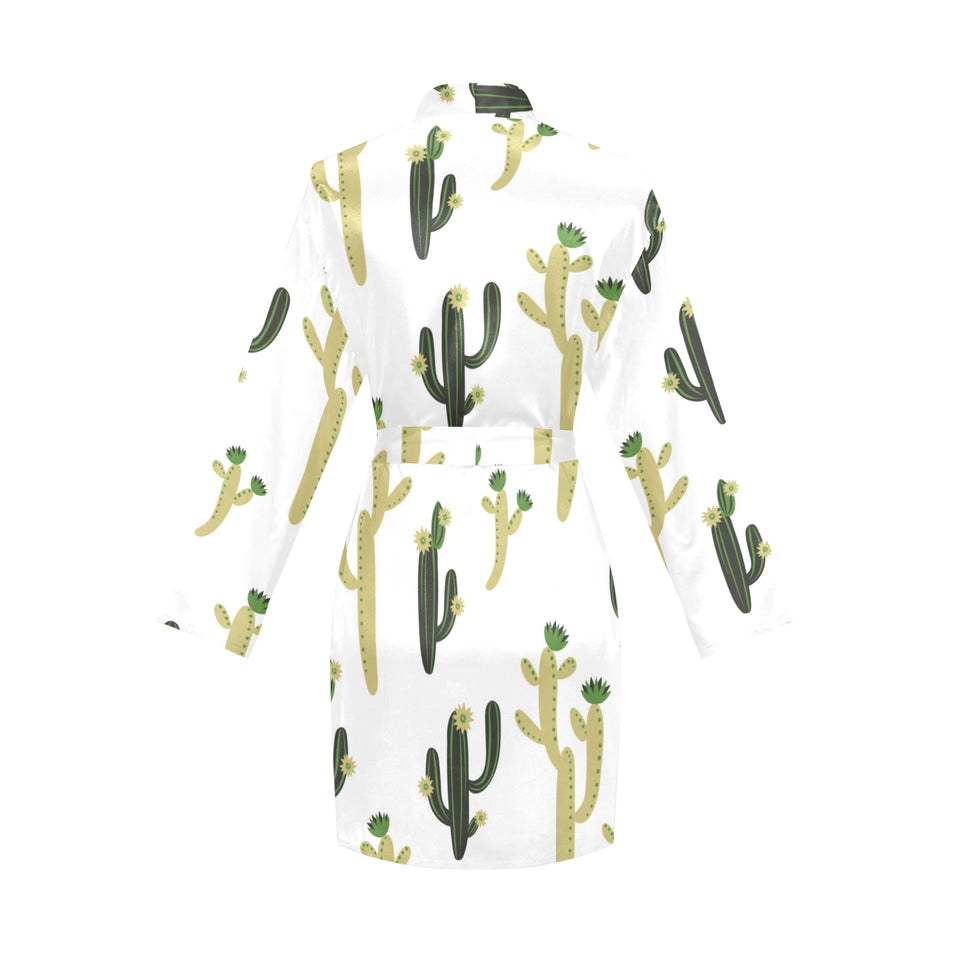 Cute cactus pattern Women's Long Sleeve Belted Night Robe