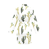 Cute cactus pattern Women's Long Sleeve Belted Night Robe