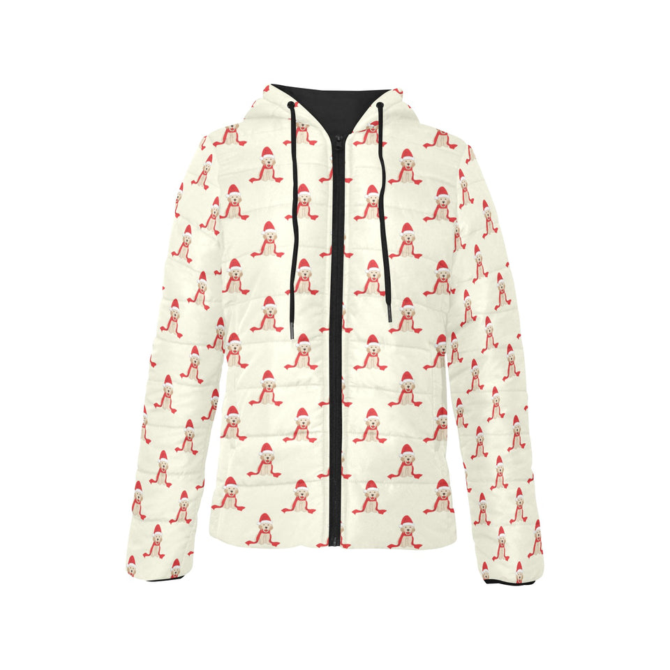 Golden Retriever Pattern Print Design 01 Women's Padded Hooded Jacket