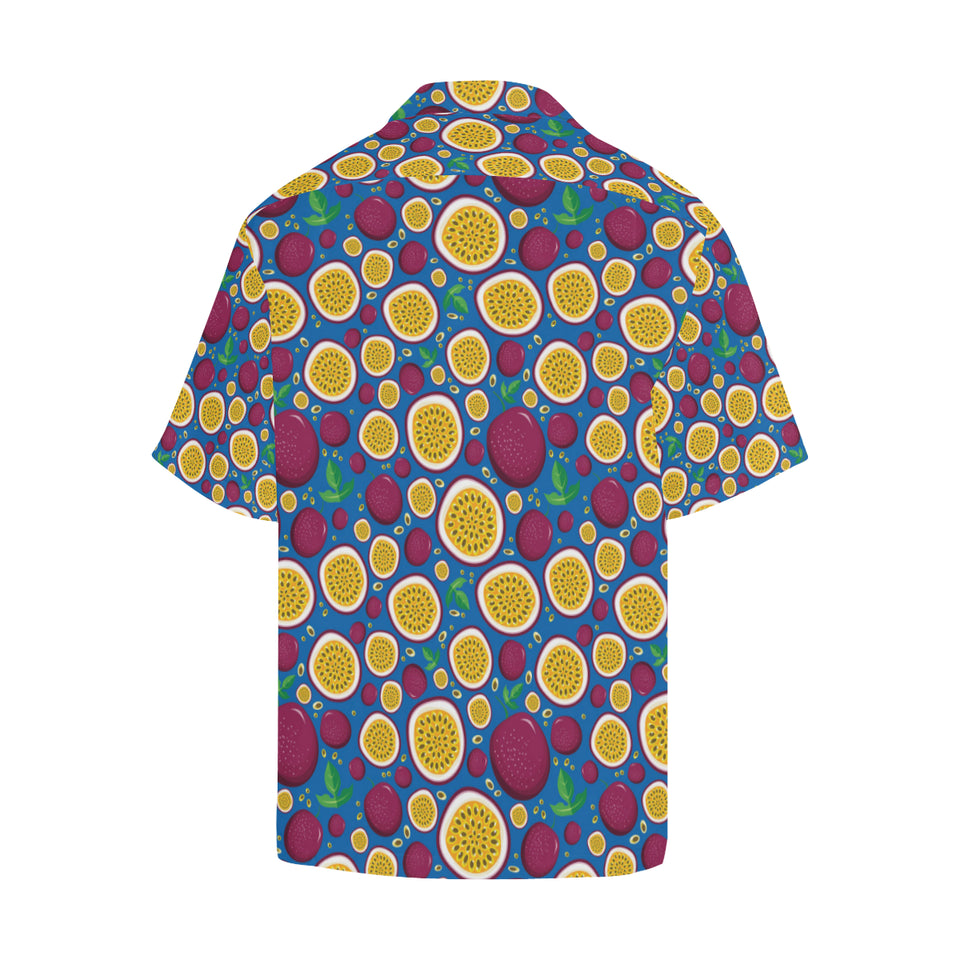 Passion fruit blue background Men's All Over Print Hawaiian Shirt