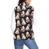 Christmas Pugs Santa_s red cap pattern Women's Padded Vest