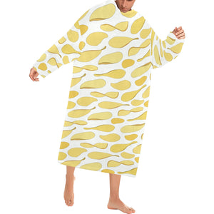 Potato Chips Pattern Print Design 02 Blanket Robe with Sleeves