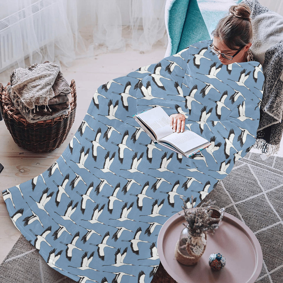 Seagull Pattern Print Design 04 Blanket Robe with Sleeves