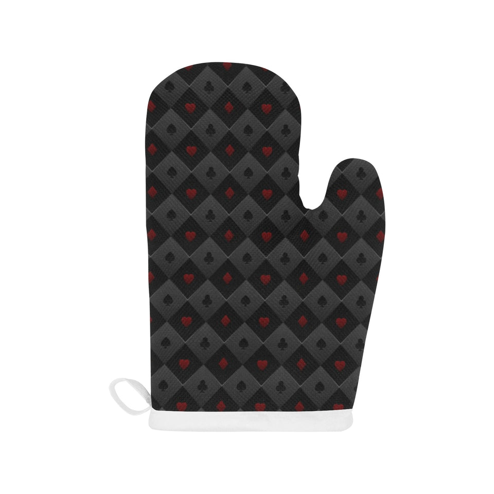 Casino Cards Suits Pattern Print Design 05 Heat Resistant Oven Mitts