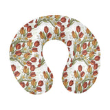 Red tulips and daffodils pattern U-Shaped Travel Neck Pillow