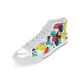 watercolor bowling ball pins Men's High Top Canvas Shoes White