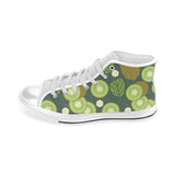 Whole sliced kiwi leave and flower Men's High Top Canvas Shoes White