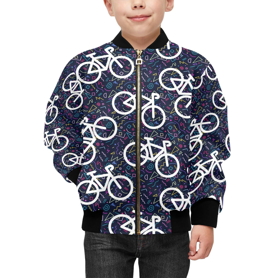 Bicycle Pattern Print Design 03 Kids' Boys' Girls' Bomber Jacket