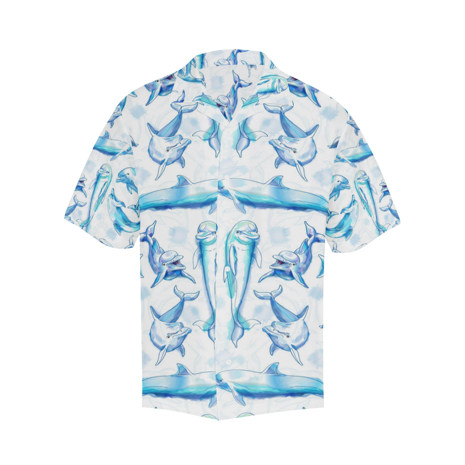Watercolor dolphin pattern Men's All Over Print Hawaiian Shirt