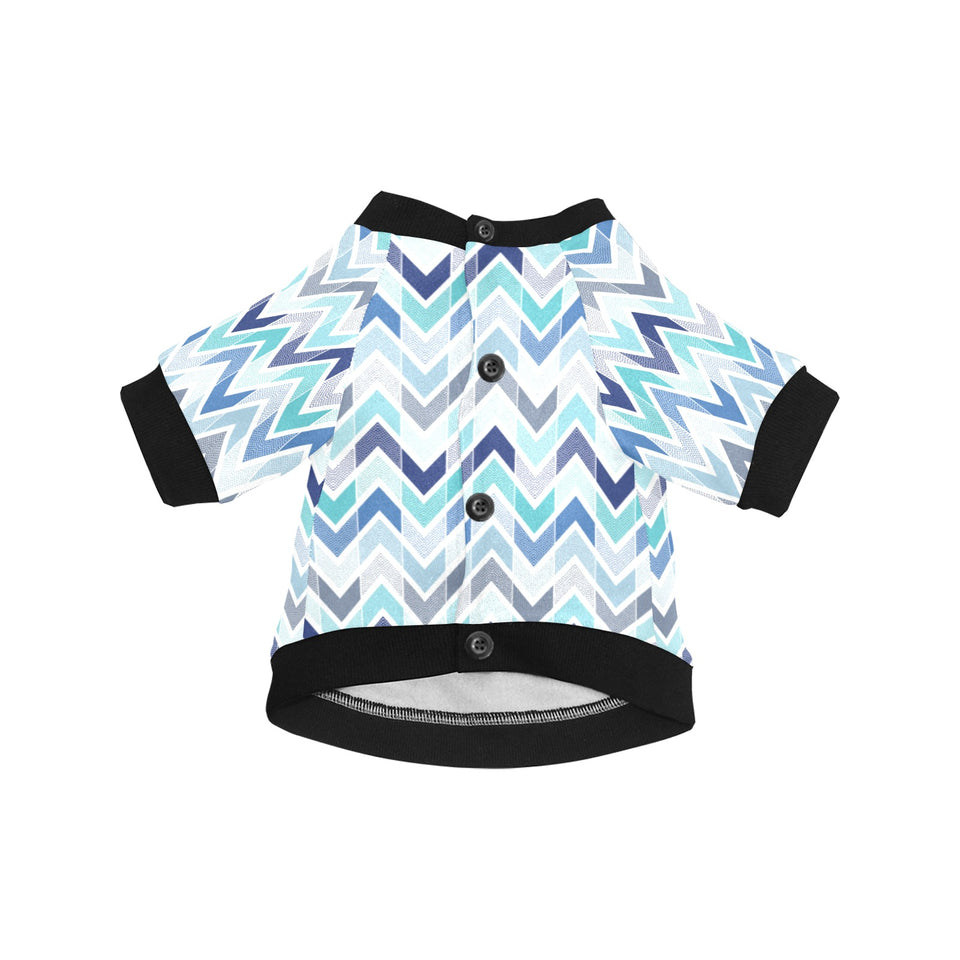 zigzag  chevron blue pattern All Over Print Pet Dog Round Neck Fuzzy Shirt