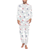 Airplane cloud grey background Men's All Over Print Pajama