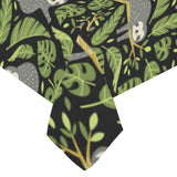 Cute sloths tropical palm leaves black background Tablecloth
