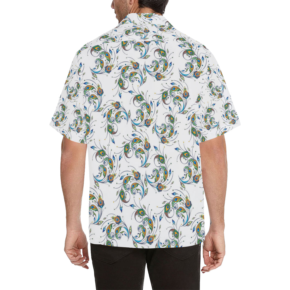 Peacock feather pattern Men's All Over Print Hawaiian Shirt