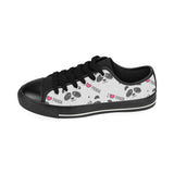 Hand Drawn faces of pandas pattern Men's Low Top Canvas Shoes Black