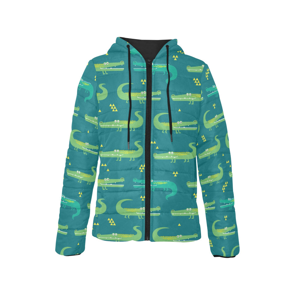 Crocodile pattern Women's Padded Hooded Jacket