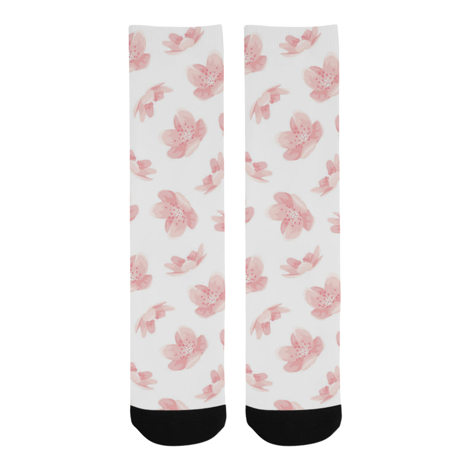Pink sakura cherry blossom pattern Crew Socks