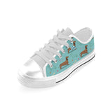 Dachshund decorative background Men's Low Top Canvas Shoes White