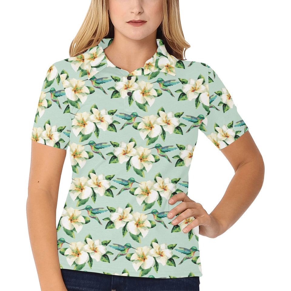 Hummingbird Pattern Print Design 01 Women's All Over Print Polo Shirt