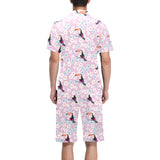 Beautiful toucan flower leaves Men's V-Neck Short Pajama Set